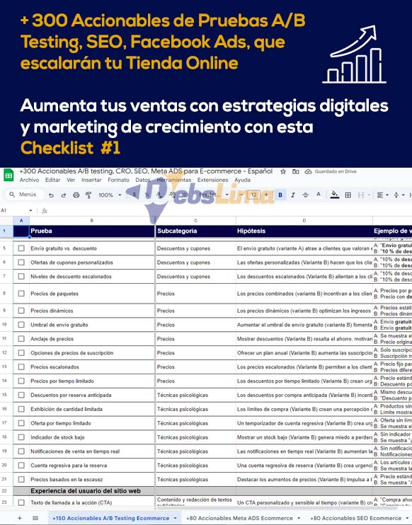lista-checklist-ecommerce-auditoria,-estrategias-seo,-facebook-ads,-pruebas-ab-testing